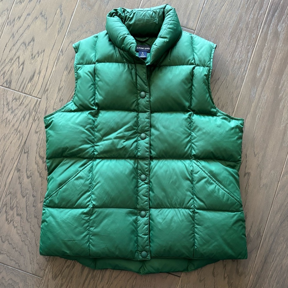 Lands' End Women's Down Puffer Vest Hunter Green Small